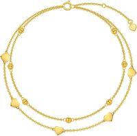 wholesale 14K Gold Layered Heart Charm Ankle Anklet with Adjustable Chain - Fits Sizes 9-13-Yellow Gold