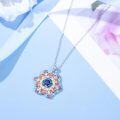 wholesale 925 Sterling Silver Multicolor Stone Flower Design Pendant Necklace-0-4