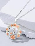 TOUPOP Sterling Silver Rose Necklace with Stone Pendant-0-4