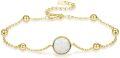 wholesale 925 Sterling Silver Dainty Opal Bracelet for Women Lab Created Opal Charm  for Mom Daughter Birthday 7+2 Length Chain-0-0