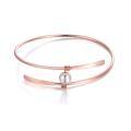 wholesale 925 Sterling Silver 925 & Rose Gold Freshwater Pearl Bangle Bracelet for Women Bridal Wedding Jewelry for Mom-0-0