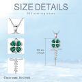 wholesale 925 Sterling Silver Malachite Four-Leaf Clover Cross Necklace with Chain for Men & Women - Christian -0-4