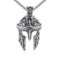 wholesale 925 Sterling Silver Spartan Helmet Pendant Necklace-helmet necklace