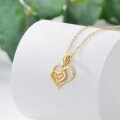 wholesale 14k Gold Mom Double Heart Pendant Necklace With Cubic Zirconia Stones-0-4