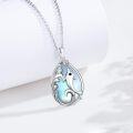 wholesale 925 Sterling Silver Blue Moonstone Dolphins Pendant Necklace for Women-0-5