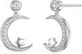 wholesale Silver 925 Sterling Silver Crescent Moon & Star Stud Earrings with Cubic Zirconia and Celtic Knot Design-0-0