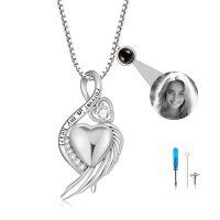 wholesale 925 Sterling Silver Cross Memorial Urn Necklace Wholesale With Wings And Heart Crystals-Infinity White-Customized-Infinity White-Customized