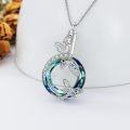 wholesale TOUPOP Dragonfly Urn Necklaces For Ashes 925 Sterling Silver With Blue Circle Crystal Memorial Keepsake Pendant Cremation Jewelry W/funnel Filler For Women -0-1