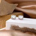 wholesale 925 Sterling Silver Pink Opal Pig Stud Earrings Adorable Animal  for Girls and Women-0-2