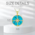TOUPOP 14k Gold Plated Sterling Silver Jade Compass Necklace Travel Jewelry Gift-0-5