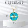 TOUPOP 14k Gold Plated Sterling Silver Jade Compass Necklace Travel Jewelry Gift-0-5