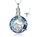 wholesale 925 Sterling Silver Sloth Necklace With Blue Crystal And Vine Design-0-0