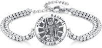 wholesale 925 Sterling Silver  Saint Raphael Prayer Charm Bracelet with 9+2 Link Chain-St. Raphael