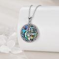wholesale 925 Sterling Silver Round Abalone Shell with Scottish Thistle and Celtic Knot Design Pendant Necklace-0-2