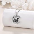 wholesale 925 Sterling Silver Celtic Moon Black Cat Tree of Life Pendant Necklace for Women-0-2