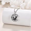 wholesale 925 Sterling Silver Celtic Moon Black Cat Tree of Life Pendant Necklace for Women-0-2