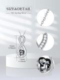 wholesale 925 Sterling Silver Infinity Love Pendant Necklaces with Mother and Baby Monkey Charm Gifts for Mom Wife Girlfriend Her-0-1