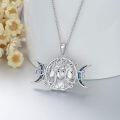 wholesale 925 Sterling Silver Abalone Shell Egyptian Goddess Triple Moon Pendant Necklace for Women Witchcraft s 48cm Chain Length-0-4