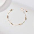 wholesale 14k Solid Gold Beaded Bracelet for Women Yellow Gold Chain & Beads  6.5-8-0-2