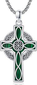 wholesale 925 Sterling Silver Green Enamel Celtic Cross Pendant Necklace  Norse Viking Jewelry-0-0