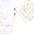 wholesale 14K Gold Infinity Teardrop Emerald Threader Earrings for Women - 23rd Anniversary Gifts for Her-0-5