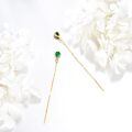 wholesale 14K Gold Infinity Teardrop Emerald Threader Earrings for Women - 23rd Anniversary Gifts for Her-0-5