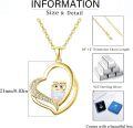 wholesale Gold 925 Sterling Silver Pink Fire Opal Owl in Heart Shape Pendant Necklaces for Women Girls Gifts Jewelry Accessories-0-5