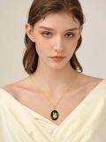 wholesale 925 Sterling Silver Owl Pendant Necklace Gold Plated Black Onyx-0-4