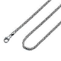 wholesale 925 Sterling Silver Oxidized Byzantine Link Chain Necklace For Men Women-Length:18\"
