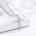 wholesale 925 Sterling Silver Floral Heart Cross Necklace with Rose Gold Accents and Cubic Zirconia for Women Men - Religious s-0-1
