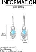 wholesale 925 Sterling Silver 925 Blue Moonstone Leverback Dangle Drop Earrings for Women-0-4