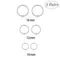 wholesale 925 Sterling Silver Hoop Earrings White Gold Plated Ball Bead Three Pair Set-0-1