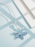wholesale 925 Sterling Silver Snowflake Necklace For Women White/blue Cz Winter Snowflake Pendant Necklace Christmas Jewelry Gifts For Women -0-4
