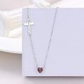 wholesale 925 Sterling Silver Cross Heart Garnet Pendant Necklace for Women Christian s-0-2