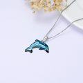 wholesale 925 Sterling Silver Blue Crystal Dolphin Pendant Necklace Gift for Women Girls Mom Girlfriend-0-4