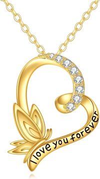 wholesale 14K Gold Crystal Love Forever Pendant Necklace  for Her-butterfly