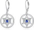 wholesale 925 Sterling Silver Blue Evil Eye Star of David Dangle Drop Leverback Earrings for Women Girls Gift Jewelry Accessories 3cm Long-0-0