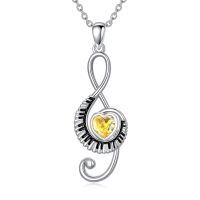 wholesale 925 Sterling Silver Music Note Heart Pendant Necklace-11-November
