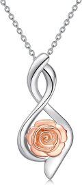 wholesale TOUPOP Rose Flower Necklace For Women Sterling Silver Rose Jewelry Infinity Rose Pendant Flower Necklace Christmas Xmas Birthday Gifts For Her Women Mom Wife Grandma Lover Girlfriend -0-0