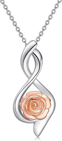 wholesale TOUPOP Rose Flower Necklace For Women Sterling Silver Rose Jewelry Infinity Rose Pendant Flower Necklace Christmas Xmas Birthday Gifts For Her Women Mom Wife Grandma Lover Girlfriend -undefined