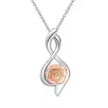 TOUPOP Sterling Silver Rose Flower Necklace Infinity Pendant Gift For Women-0-0