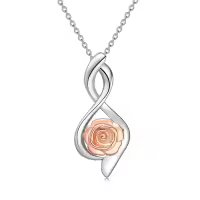 TOUPOP Sterling Silver Rose Flower Necklace Infinity Pendant Gift For Women-undefined