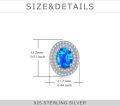 wholesale 925 Sterling Silver Blue Opal Halo Sunburst Oval Stud Earrings for Women-0-3