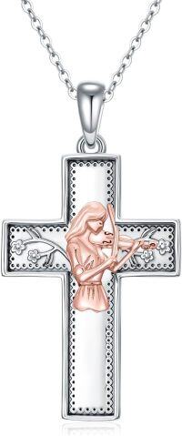 wholesale 925 Sterling Silver Musical Cross Pendant Necklace with Violinist Design for Women Gifts-01-Violin
