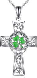 wholesale 925 Sterling Silver Celtic Clover Cross Necklace-0-0