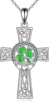 wholesale 925 Sterling Silver Celtic Clover Cross Necklace-celtic cross necklace