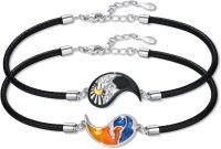 wholesale 925 Sterling Silver Yin Yang Matching Bracelets for Couples - Mountains Sea Friendship BFF Jewelry-Rose Gold