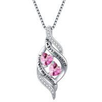 TOUPOP Sterling Silver & October Opal Infinity Necklace for Sister-undefined