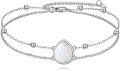 wholesale S925 Sterling Silver White Opal Teardrop Bracelet, Minimalist Jewelry Gift for Her-0-0