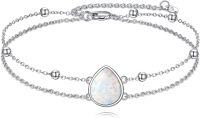 wholesale S925 Sterling Silver White Opal Teardrop Bracelet, Minimalist Jewelry Gift for Her-Teardrop-White Opal